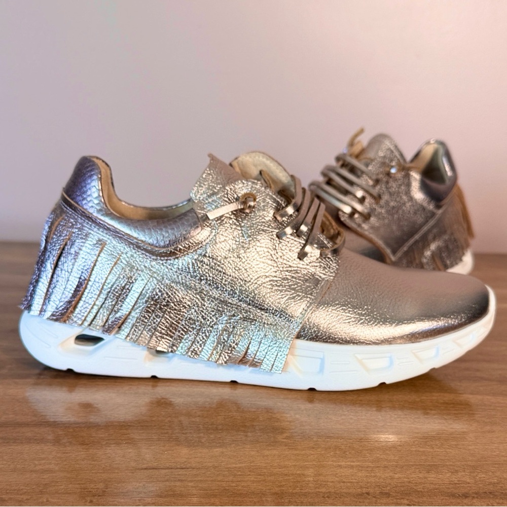 Vaneli Genuine Leather Fringe Sneakers
